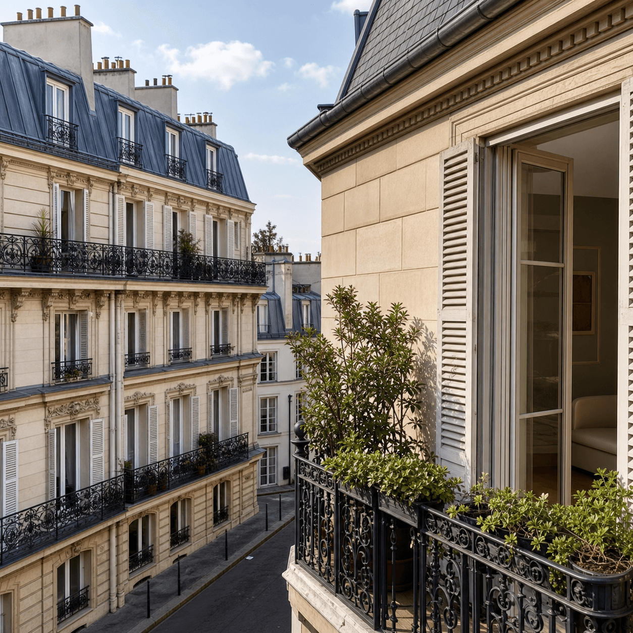 Paris Haussmann balcony apartment exterior